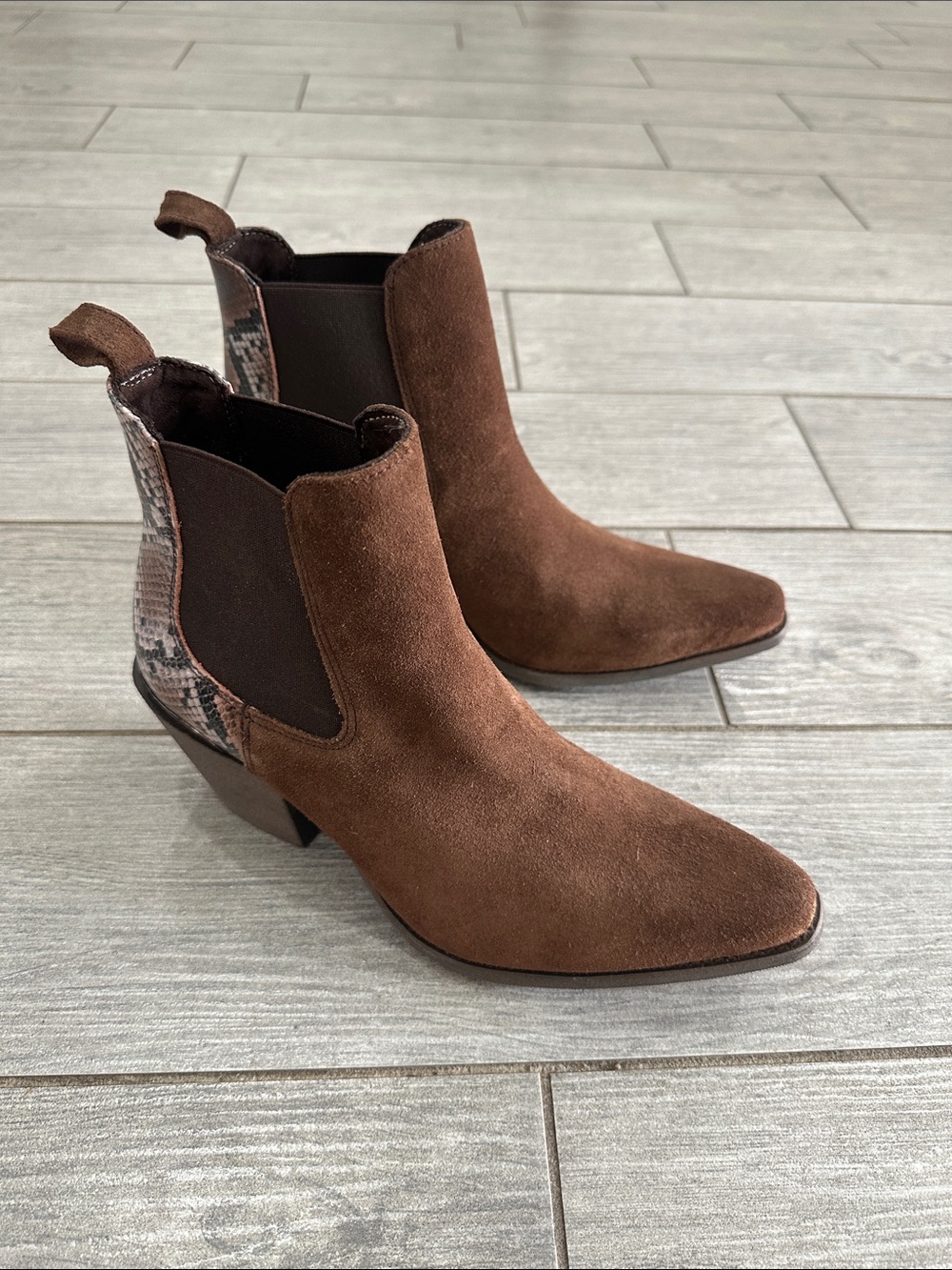 Ariat Bradley Western Coffee Desert Snake Suede Boots New! - Picture 12 of 14